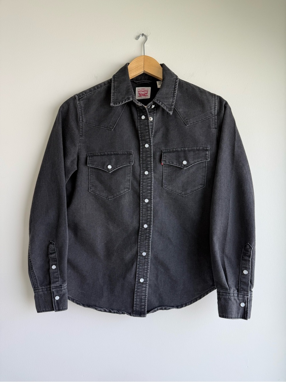 Levi’s Washed Black Western Snap Button Denim Shirt XS